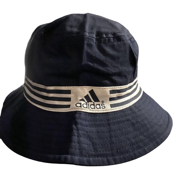 adidas Other - Adidas Bucket Hat Blue with 3 White Stripes